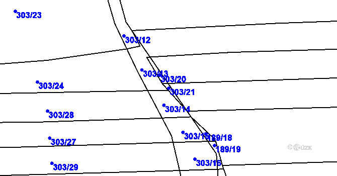 Parcela st. 303/21 v KÚ Lhota pod Horami, Katastrální mapa
