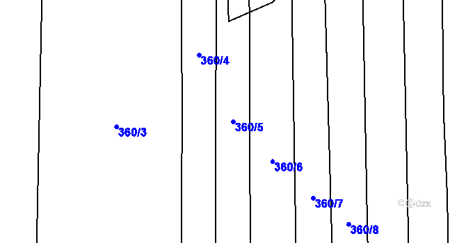 Parcela st. 360/5 v KÚ Lhota pod Horami, Katastrální mapa