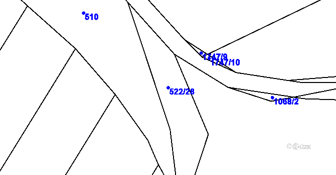 Parcela st. 522/28 v KÚ Lhota pod Horami, Katastrální mapa