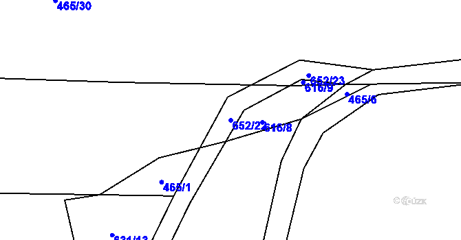 Parcela st. 652/22 v KÚ Lhota pod Horami, Katastrální mapa