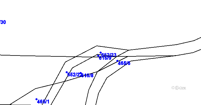 Parcela st. 652/23 v KÚ Lhota pod Horami, Katastrální mapa