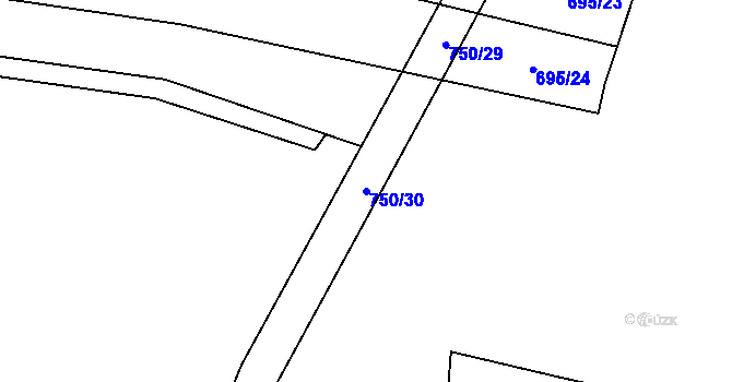 Parcela st. 750/30 v KÚ Lhota pod Horami, Katastrální mapa