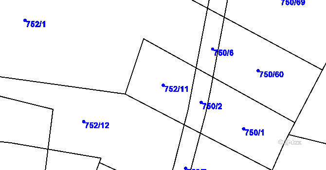 Parcela st. 752/11 v KÚ Lhota pod Horami, Katastrální mapa