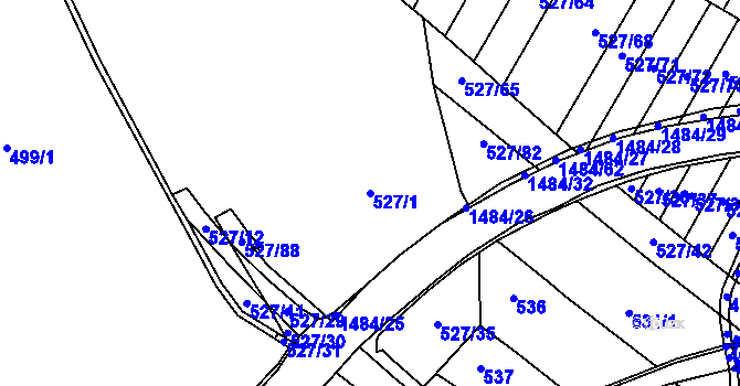 Parcela st. 527/1 v KÚ Lhota pod Horami, Katastrální mapa