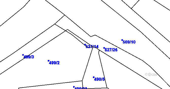 Parcela st. 527/14 v KÚ Lhota pod Horami, Katastrální mapa