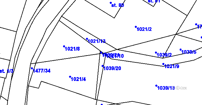 Parcela st. 1039/21 v KÚ Sedlec u Temelína, Katastrální mapa