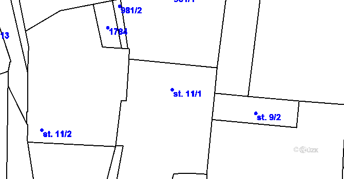 Parcela st. 11/1 v KÚ Sedlec u Temelína, Katastrální mapa