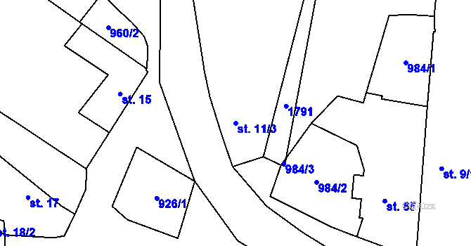 Parcela st. 11/3 v KÚ Sedlec u Temelína, Katastrální mapa