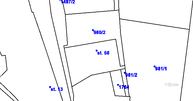Parcela st. 58 v KÚ Sedlec u Temelína, Katastrální mapa