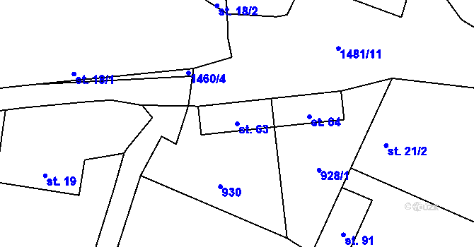 Parcela st. 63 v KÚ Sedlec u Temelína, Katastrální mapa