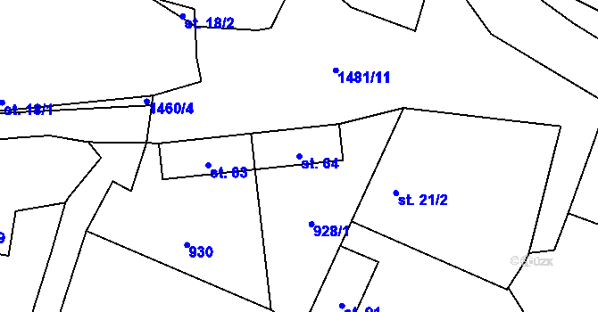 Parcela st. 64 v KÚ Sedlec u Temelína, Katastrální mapa