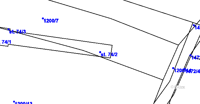 Parcela st. 74/2 v KÚ Sedlec u Temelína, Katastrální mapa