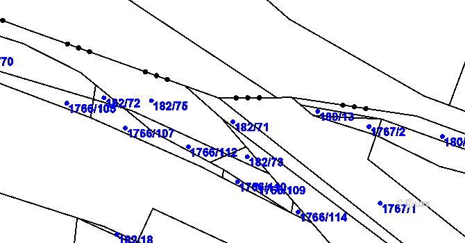 Parcela st. 182/71 v KÚ Temelín, Katastrální mapa