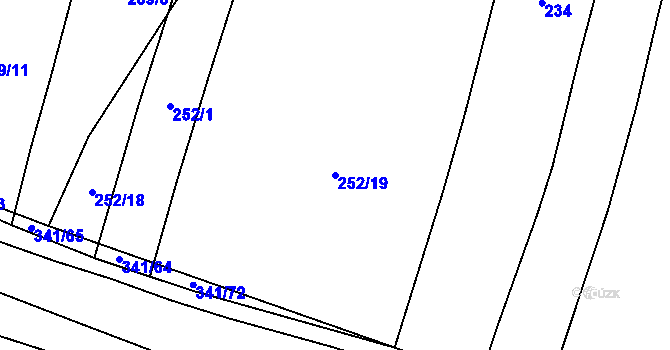 Parcela st. 252/19 v KÚ Temelín, Katastrální mapa