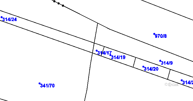 Parcela st. 314/17 v KÚ Temelín, Katastrální mapa
