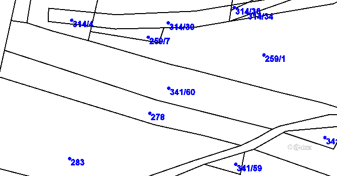 Parcela st. 341/60 v KÚ Temelín, Katastrální mapa
