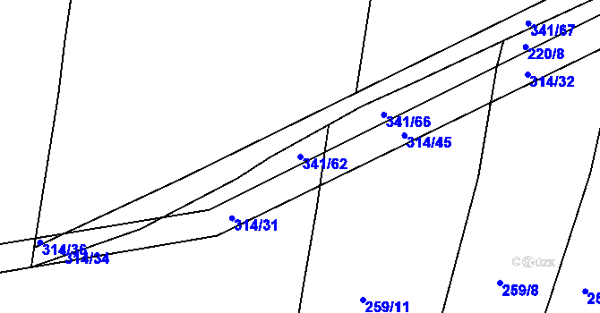 Parcela st. 341/62 v KÚ Temelín, Katastrální mapa