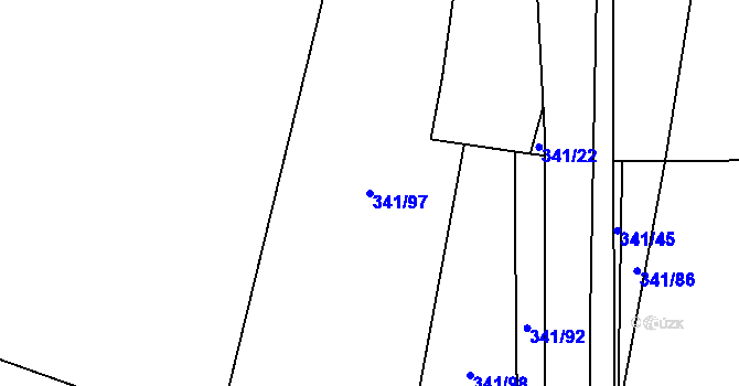 Parcela st. 341/97 v KÚ Temelín, Katastrální mapa