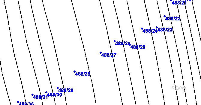 Parcela st. 488/27 v KÚ Temelín, Katastrální mapa