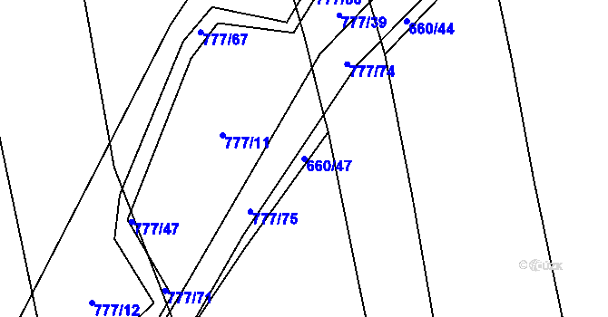 Parcela st. 660/47 v KÚ Temelín, Katastrální mapa