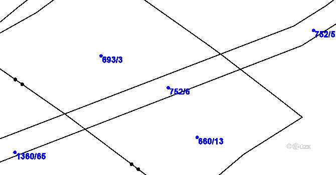 Parcela st. 752/6 v KÚ Temelín, Katastrální mapa