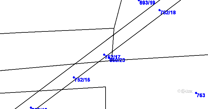 Parcela st. 752/17 v KÚ Temelín, Katastrální mapa