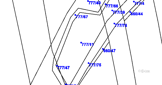Parcela st. 777/11 v KÚ Temelín, Katastrální mapa