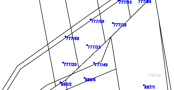 Parcela st. 777/23 v KÚ Temelín, Katastrální mapa