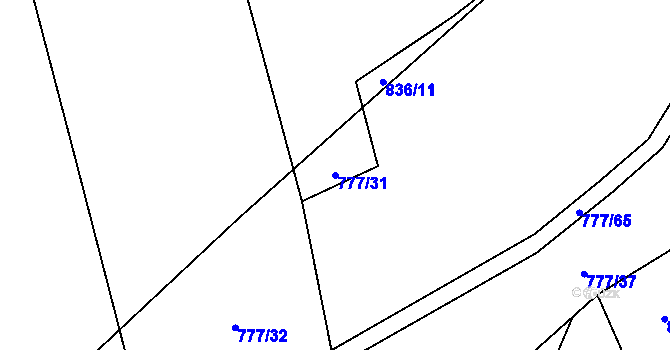 Parcela st. 777/31 v KÚ Temelín, Katastrální mapa