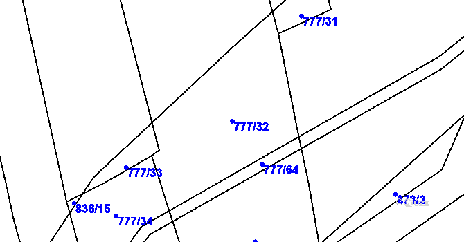 Parcela st. 777/32 v KÚ Temelín, Katastrální mapa