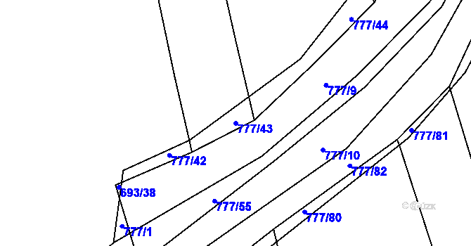 Parcela st. 777/43 v KÚ Temelín, Katastrální mapa