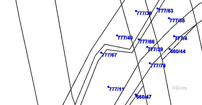 Parcela st. 777/67 v KÚ Temelín, Katastrální mapa