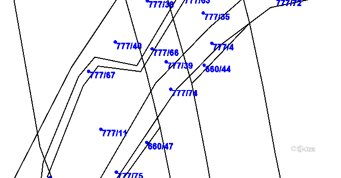 Parcela st. 777/74 v KÚ Temelín, Katastrální mapa