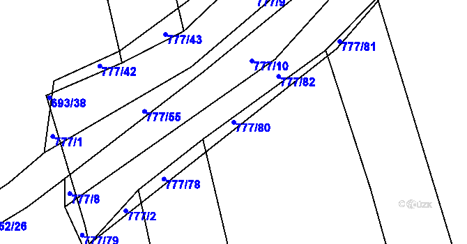 Parcela st. 777/80 v KÚ Temelín, Katastrální mapa