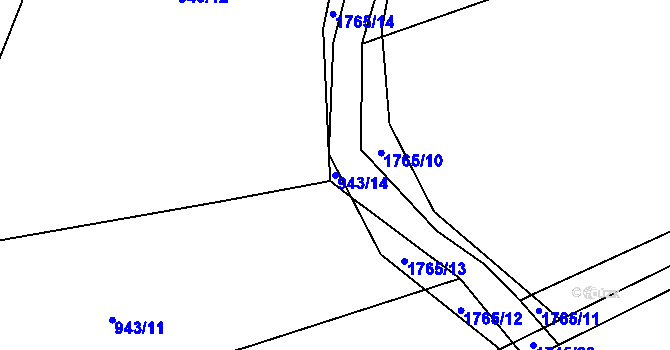 Parcela st. 943/14 v KÚ Temelín, Katastrální mapa