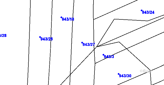 Parcela st. 943/27 v KÚ Temelín, Katastrální mapa