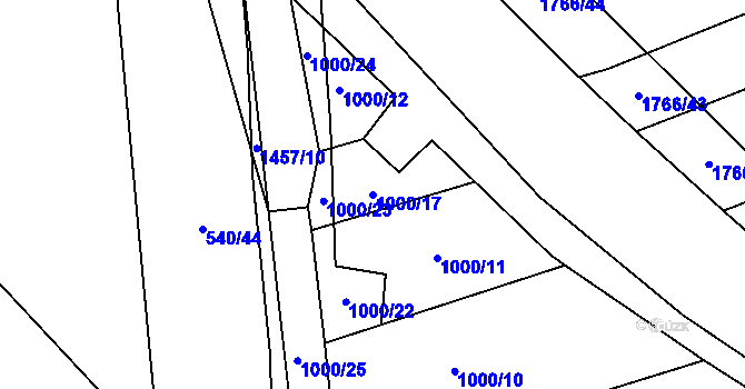 Parcela st. 1000/17 v KÚ Temelín, Katastrální mapa