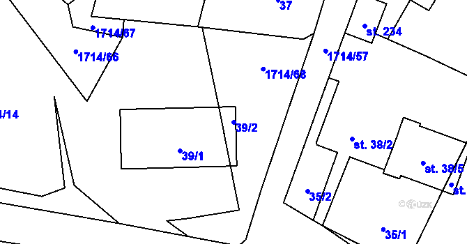 Parcela st. 39/2 v KÚ Temelín, Katastrální mapa