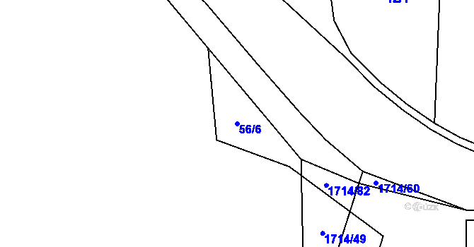 Parcela st. 56/6 v KÚ Temelín, Katastrální mapa