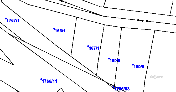 Parcela st. 167/1 v KÚ Temelín, Katastrální mapa
