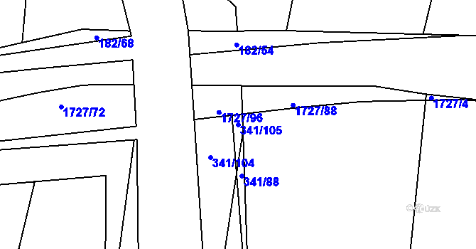 Parcela st. 341/105 v KÚ Temelín, Katastrální mapa