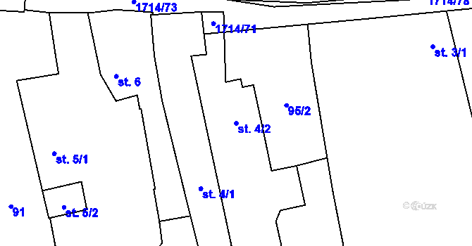 Parcela st. 4/2 v KÚ Temelín, Katastrální mapa