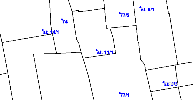 Parcela st. 11/1 v KÚ Temelín, Katastrální mapa