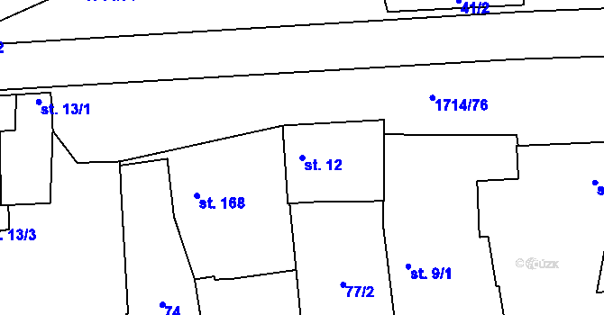 Parcela st. 12 v KÚ Temelín, Katastrální mapa