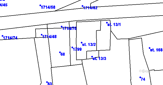 Parcela st. 13/2 v KÚ Temelín, Katastrální mapa
