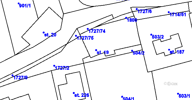 Parcela st. 19 v KÚ Temelín, Katastrální mapa