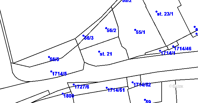Parcela st. 21 v KÚ Temelín, Katastrální mapa