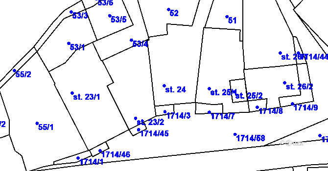 Parcela st. 24 v KÚ Temelín, Katastrální mapa