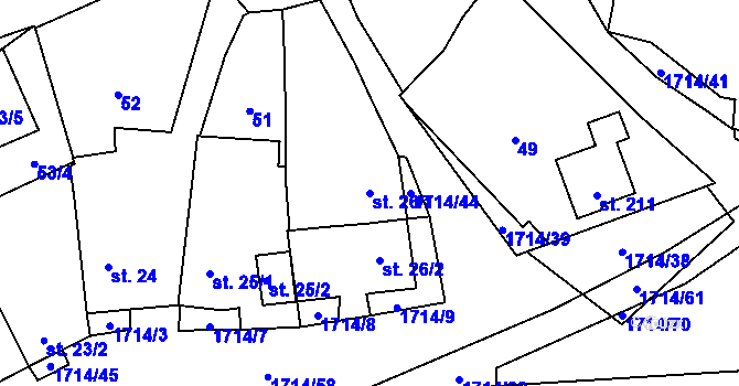 Parcela st. 26/1 v KÚ Temelín, Katastrální mapa