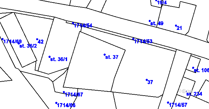 Parcela st. 37 v KÚ Temelín, Katastrální mapa